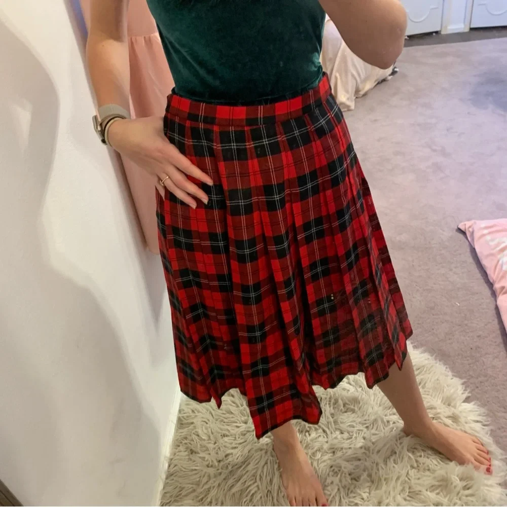 Pendleton | Vintage Red Plaid pleated Midi Skirt - Picture 1 of 7